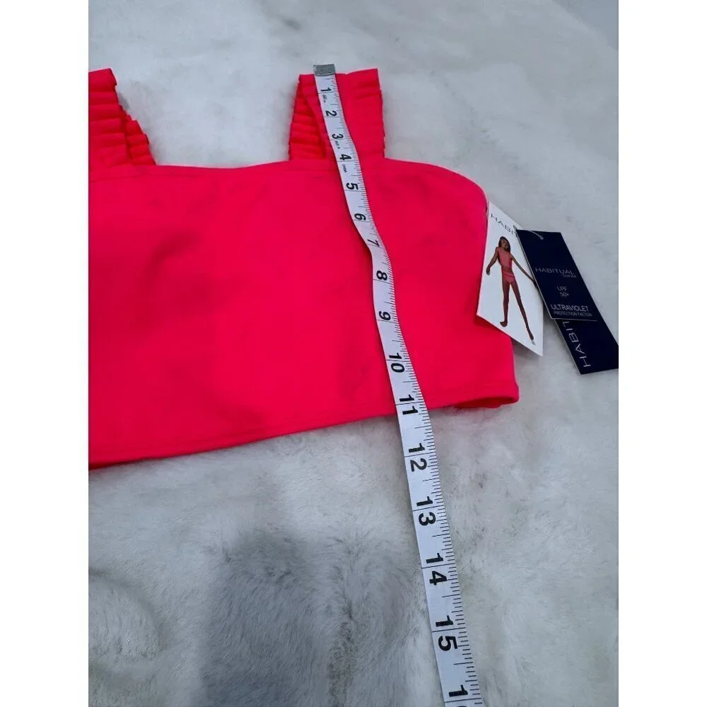 New Habitual Girls Size 12 UV 50+ Ruched Strap Swim Top Pink *Top Only*